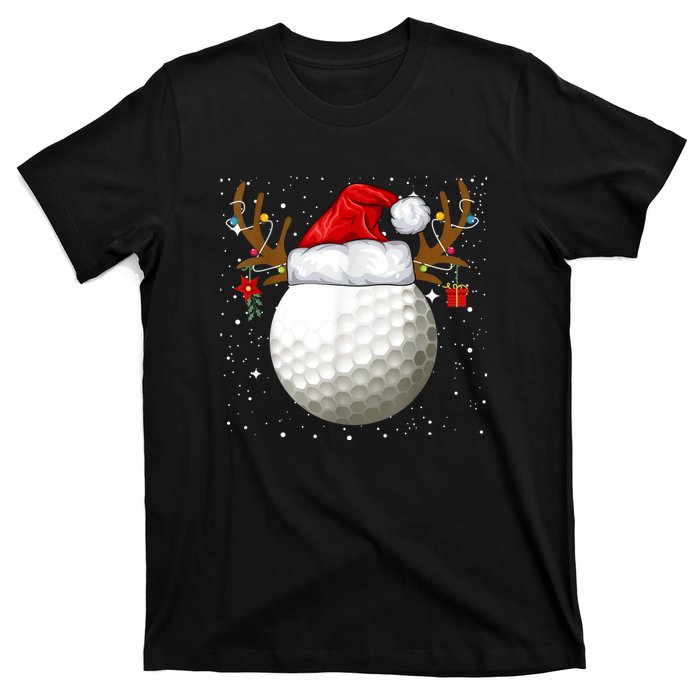 Funny Golf Reindeer Santa Hat Christmas Holiday Gifts T-Shirt