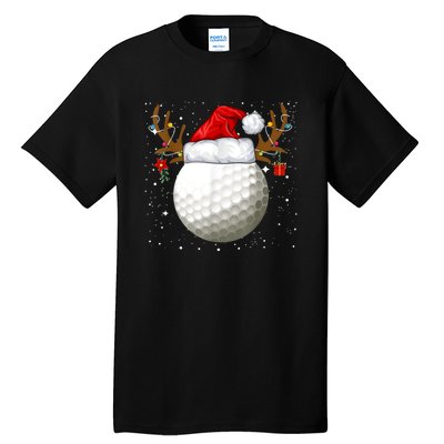 Funny Golf Reindeer Santa Hat Christmas Holiday Gifts Tall T-Shirt