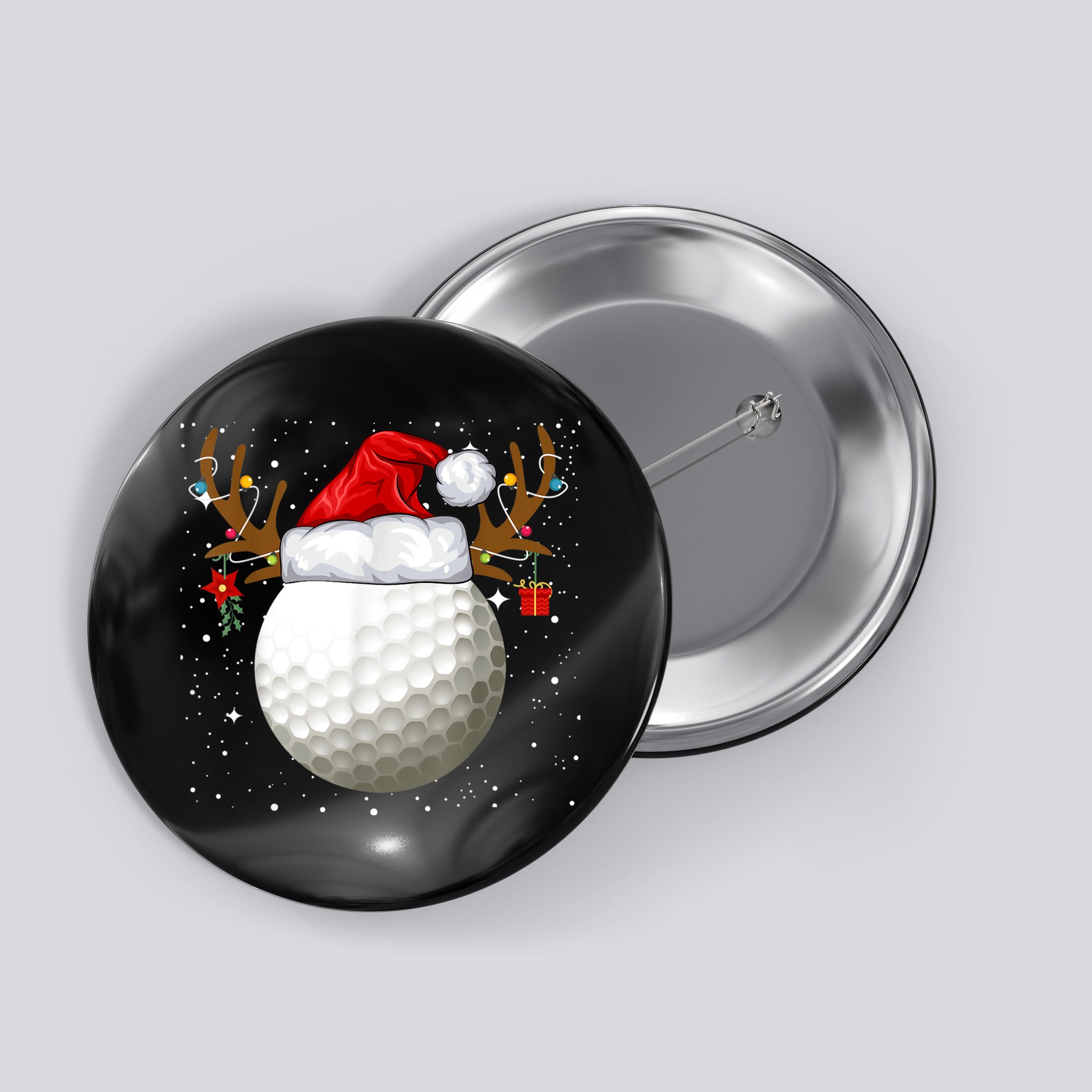 Funny Golf Reindeer Santa Hat Christmas Holiday Gifts Button