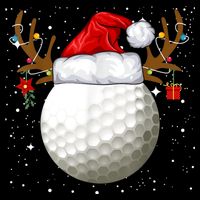 Funny Golf Reindeer Santa Hat Christmas Holiday Gifts Button