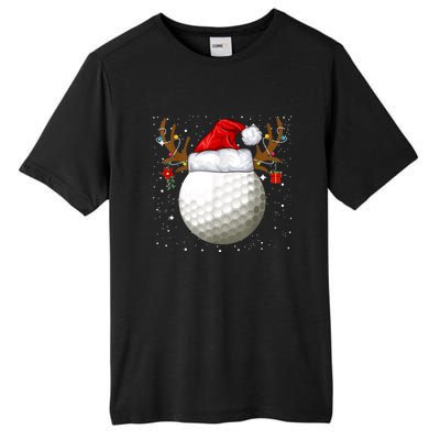 Funny Golf Reindeer Santa Hat Christmas Holiday Gifts Tall Fusion ChromaSoft Performance T-Shirt