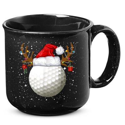 Funny Golf Reindeer Santa Hat Christmas Holiday Gifts 15oz Campfire Ceramic Mug