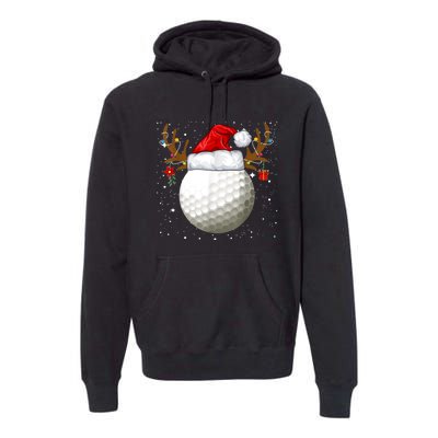 Funny Golf Reindeer Santa Hat Christmas Holiday Gifts Premium Hoodie