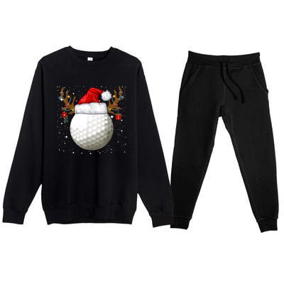 Funny Golf Reindeer Santa Hat Christmas Holiday Gifts Premium Crewneck Sweatsuit Set