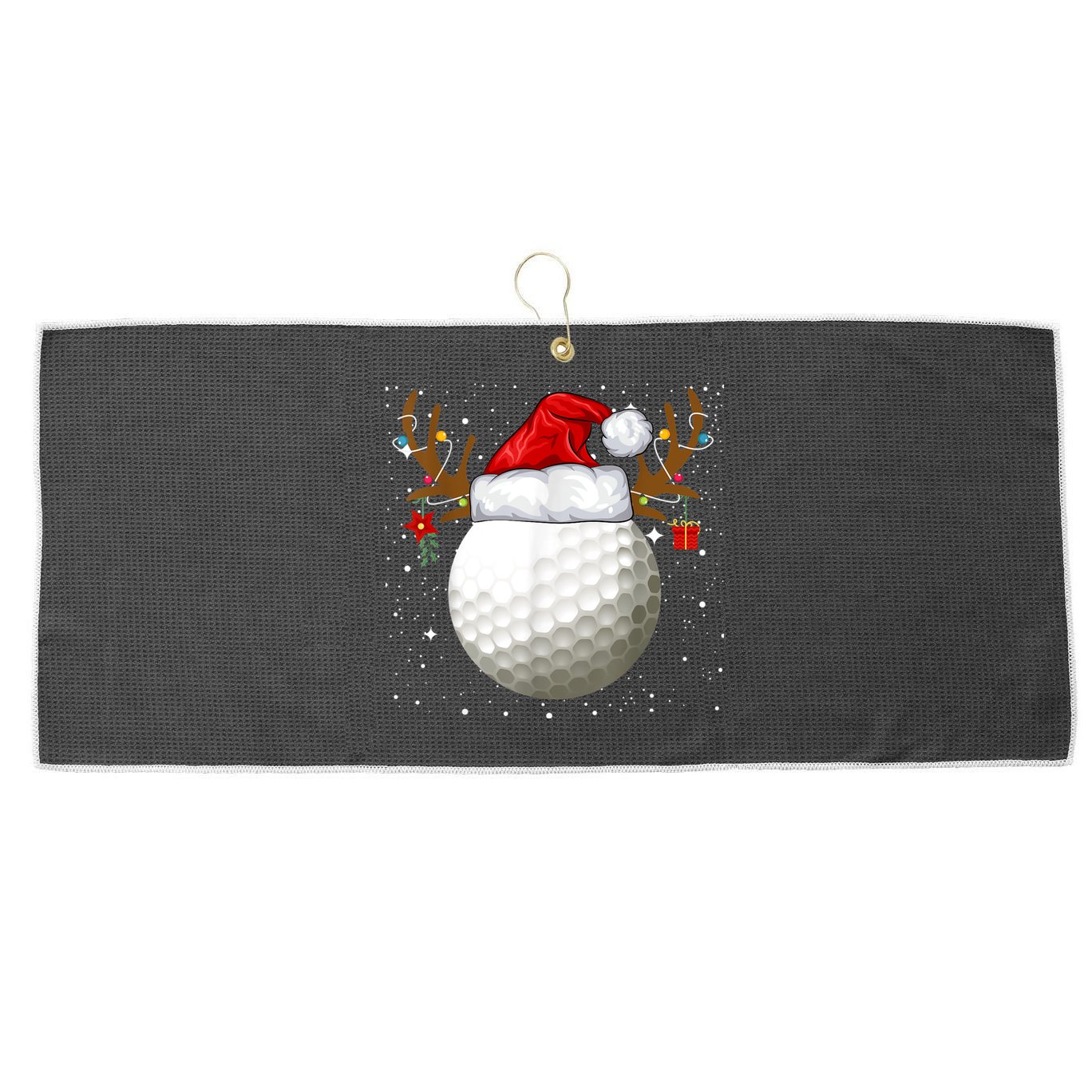 Funny Golf Reindeer Santa Hat Christmas Holiday Gifts Large Microfiber Waffle Golf Towel
