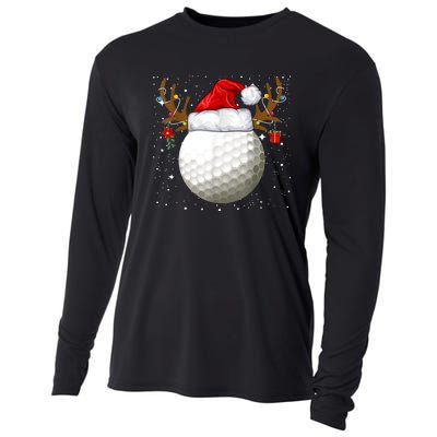 Funny Golf Reindeer Santa Hat Christmas Holiday Gifts Cooling Performance Long Sleeve Crew