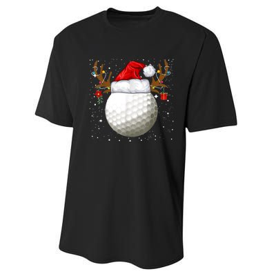 Funny Golf Reindeer Santa Hat Christmas Holiday Gifts Performance Sprint T-Shirt