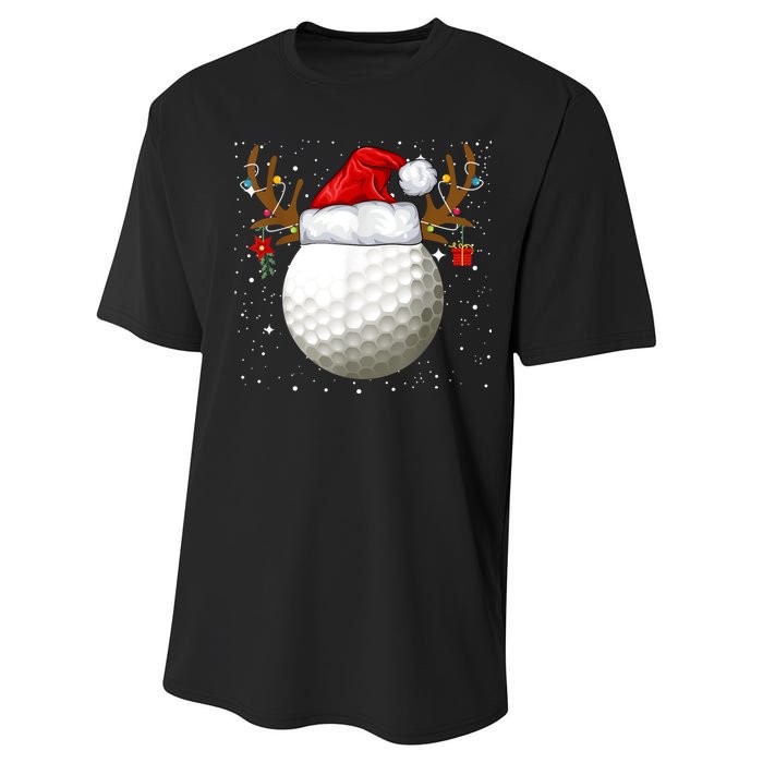 Funny Golf Reindeer Santa Hat Christmas Holiday Gifts Performance Sprint T-Shirt