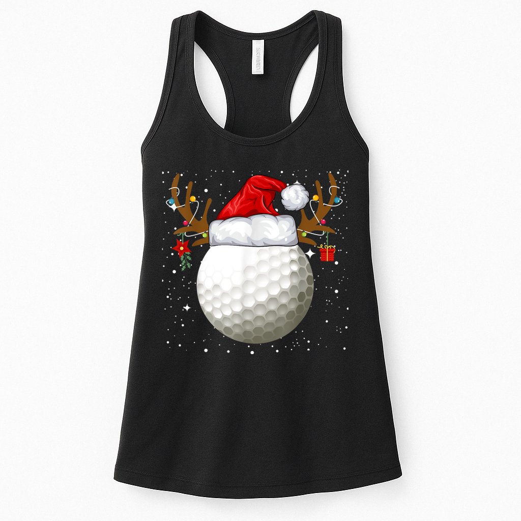 Funny Golf Reindeer Santa Hat Christmas Holiday Gifts Womens Tank Top