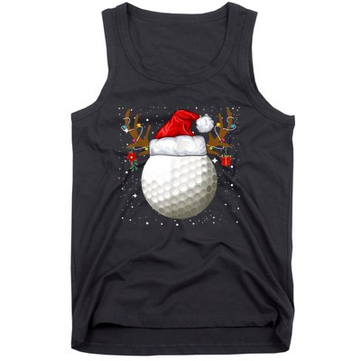 Funny Golf Reindeer Santa Hat Christmas Holiday Gifts Tank Top