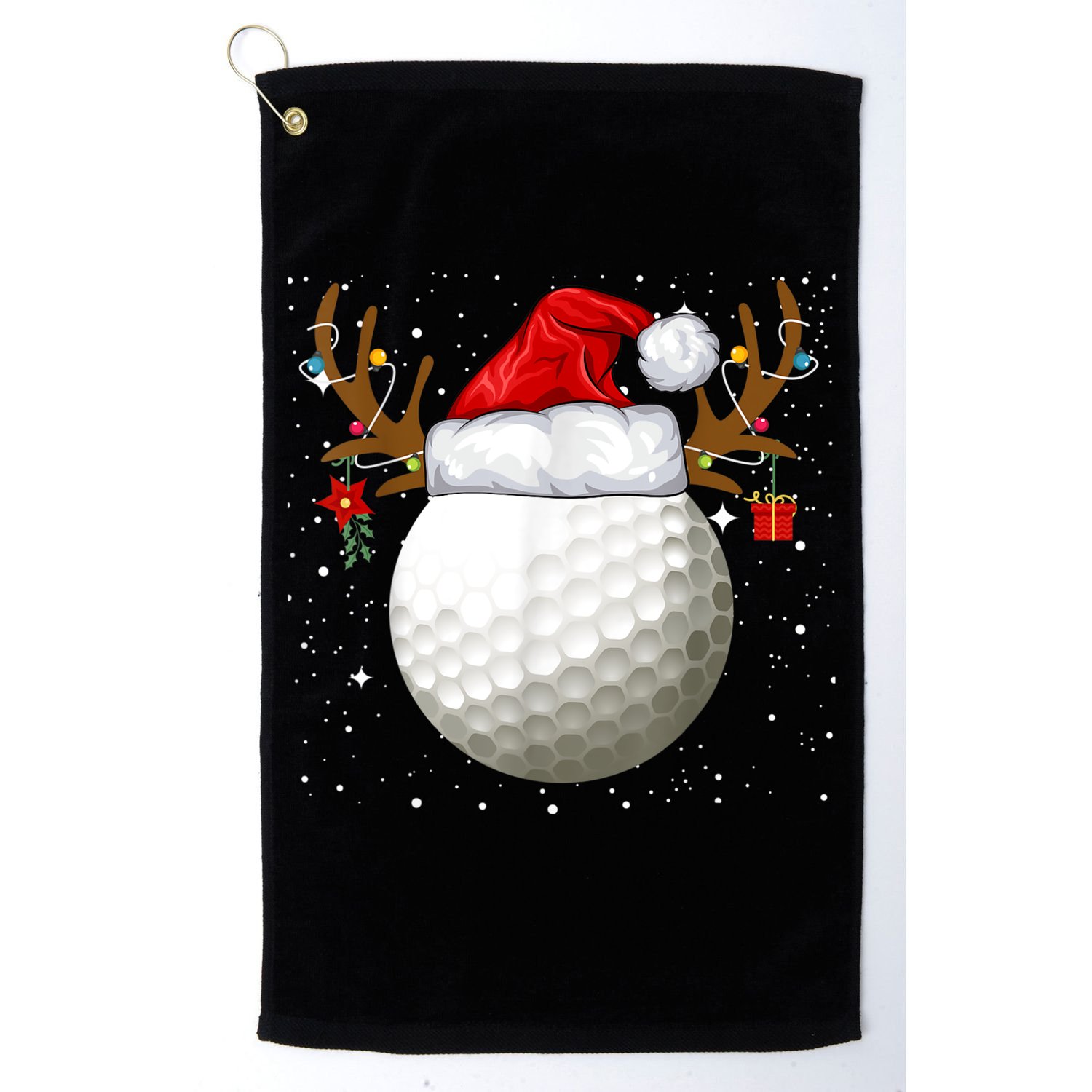 Funny Golf Reindeer Santa Hat Christmas Holiday Gifts Golf Towel