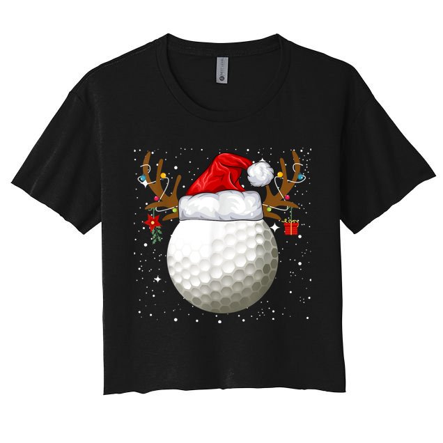 Funny Golf Reindeer Santa Hat Christmas Holiday Gifts Crop Top