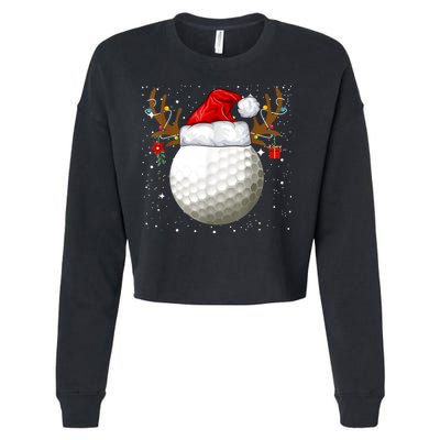 Funny Golf Reindeer Santa Hat Christmas Holiday Gifts Cropped Pullover Crew