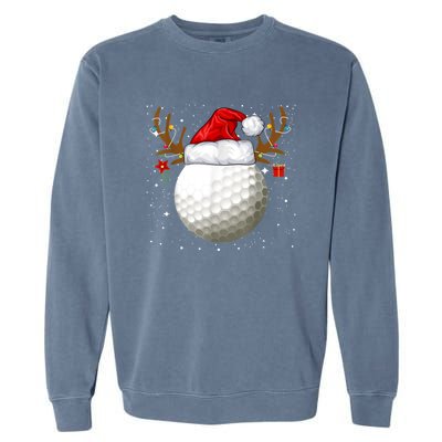 Funny Golf Reindeer Santa Hat Christmas Holiday Gifts Garment-Dyed Sweatshirt