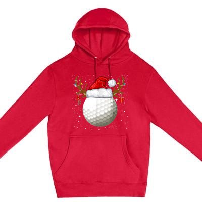 Funny Golf Reindeer Santa Hat Christmas Holiday Gifts Premium Pullover Hoodie