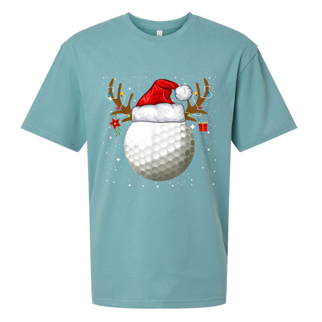 Funny Golf Reindeer Santa Hat Christmas Holiday Gifts Sueded Cloud Jersey T-Shirt