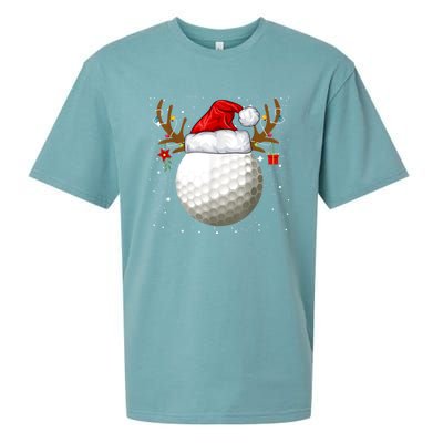 Funny Golf Reindeer Santa Hat Christmas Holiday Gifts Sueded Cloud Jersey T-Shirt