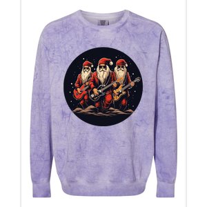 Funny Guitar Rocker With Santa Claus For Happy Christmas Eve Gift Colorblast Crewneck Sweatshirt