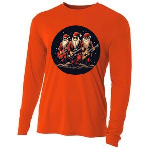 Funny Guitar Rocker With Santa Claus For Happy Christmas Eve Gift Cooling Performance Long Sleeve Crew