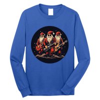 Funny Guitar Rocker With Santa Claus For Happy Christmas Eve Gift Long Sleeve Shirt