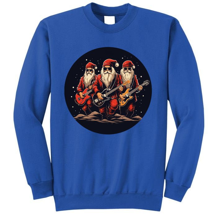 Funny Guitar Rocker With Santa Claus For Happy Christmas Eve Gift Sweatshirt