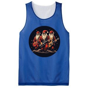 Funny Guitar Rocker With Santa Claus For Happy Christmas Eve Gift Mesh Reversible Basketball Jersey Tank