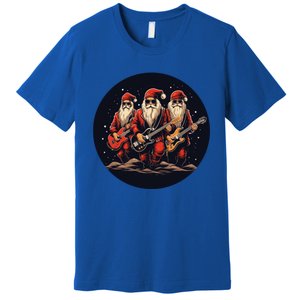 Funny Guitar Rocker With Santa Claus For Happy Christmas Eve Gift Premium T-Shirt