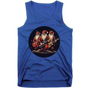 Funny Guitar Rocker With Santa Claus For Happy Christmas Eve Gift Tank Top