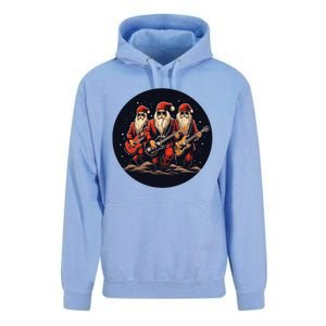 Funny Guitar Rocker With Santa Claus For Happy Christmas Eve Gift Unisex Surf Hoodie