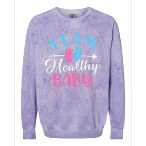 Funny Gender Reveal Team Healthy baby Shower Party Colorblast Crewneck Sweatshirt