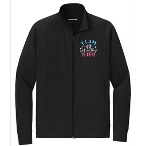 Funny Gender Reveal Team Healthy baby Shower Party Stretch Full-Zip Cadet Jacket