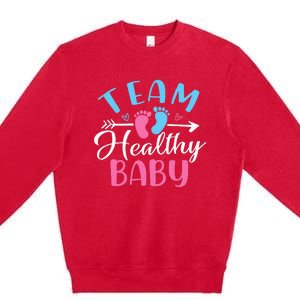 Funny Gender Reveal Team Healthy baby Shower Party Premium Crewneck Sweatshirt