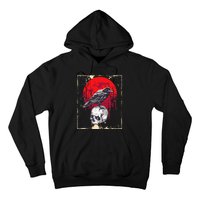 funny Gothic Raven Skull Red Moon Black Crow Hoodie