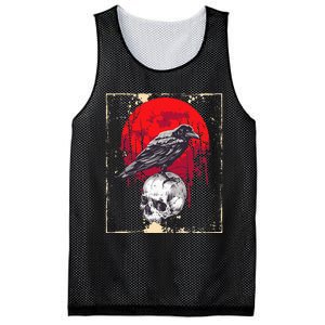 funny Gothic Raven Skull Red Moon Black Crow Mesh Reversible Basketball Jersey Tank