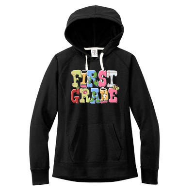 First Grade Retro Back To School Women's Fleece Hoodie