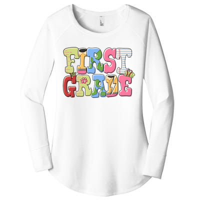 First Grade Retro Back To School Women's Perfect Tri Tunic Long Sleeve Shirt