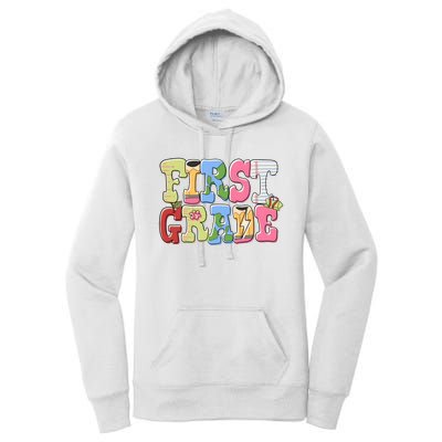 First Grade Retro Back To School Women's Pullover Hoodie