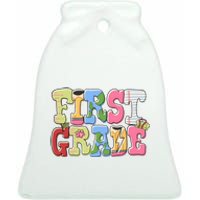 First Grade Retro Back To School Ceramic Bell Ornament