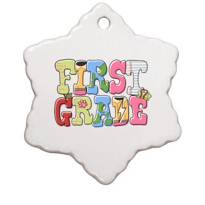 First Grade Retro Back To School Ceramic Star Ornament