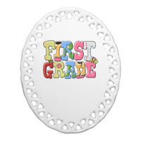 First Grade Retro Back To School Ceramic Oval Ornament