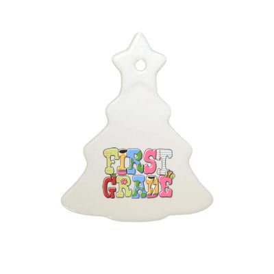 First Grade Retro Back To School Ceramic Tree Ornament