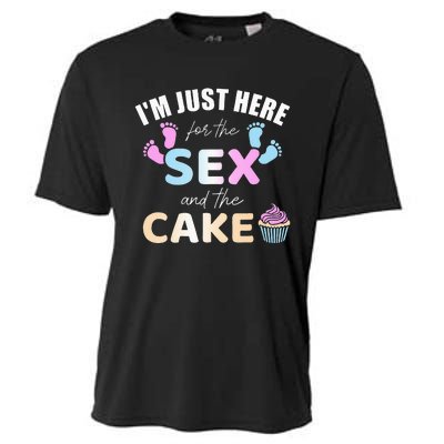 Funny gender reveal I'm here just for the sex and the cake Cooling Performance Crew T-Shirt