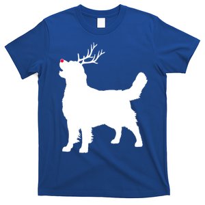 Funny Golden Retriever Dog Christmas Reindeer Antlers Xmas Gift T-Shirt