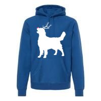 Funny Golden Retriever Dog Christmas Reindeer Antlers Xmas Gift Premium Hoodie