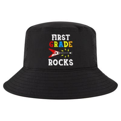 First Grade Rocks Guitar Music Gifts First Day Of School Cool Comfort Performance Bucket Hat