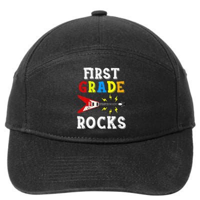 First Grade Rocks Guitar Music Gifts First Day Of School 7-Panel Snapback Hat