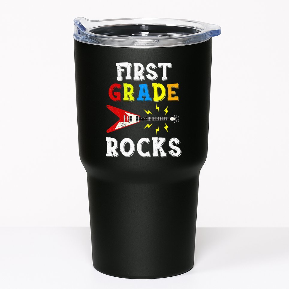 First Grade Rocks Guitar Music Gifts First Day Of School Tumbler