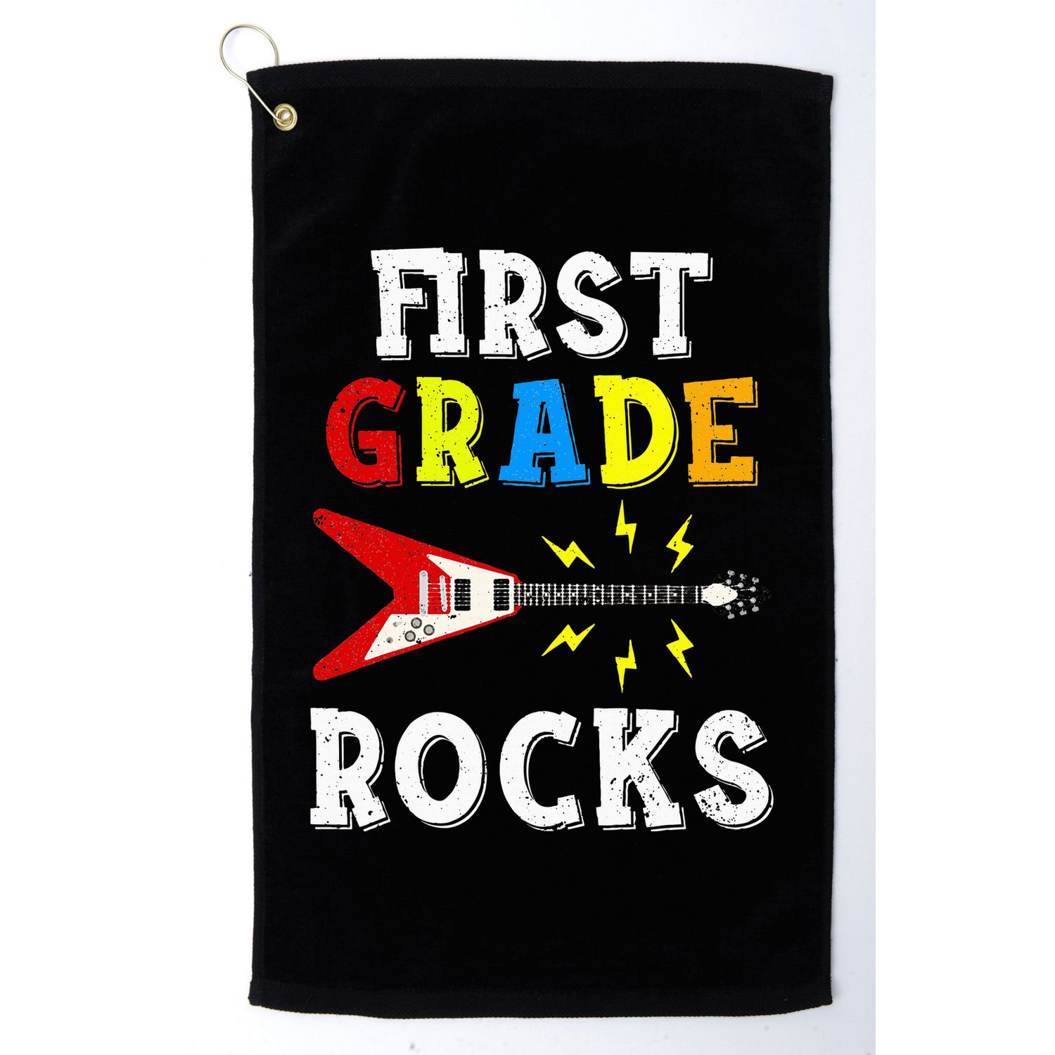 First Grade Rocks Guitar Music Gifts First Day Of School Golf Towel