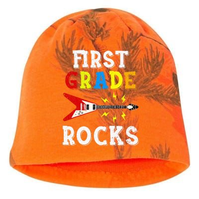 First Grade Rocks Guitar Music Gifts First Day Of School Kati - Camo Knit Beanie