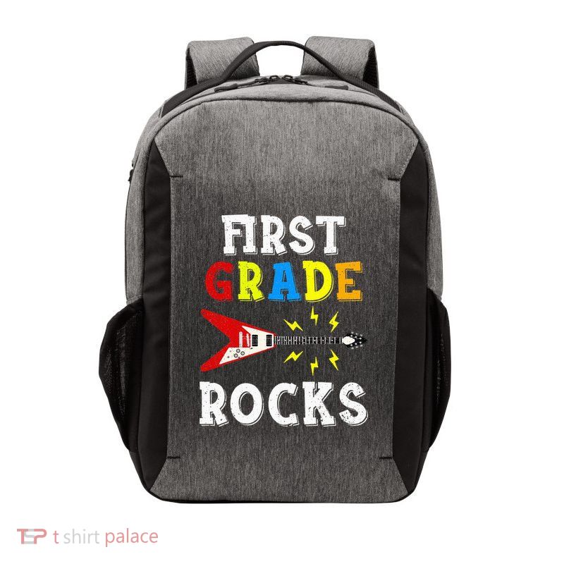 First Grade Rocks Guitar Music Gifts First Day Of School Vector Backpack
